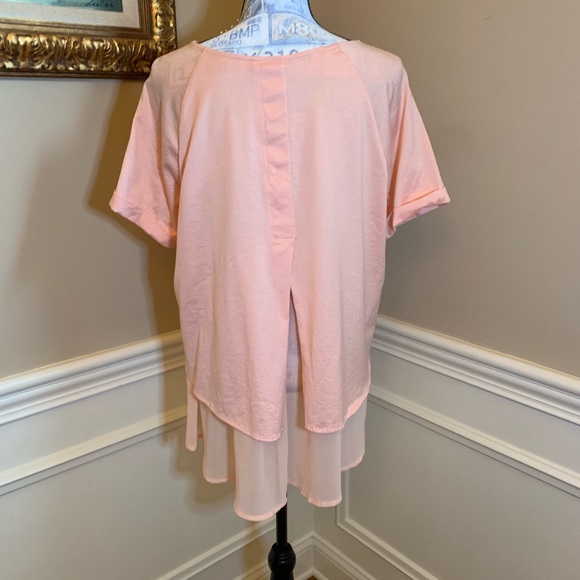 Short sleeved peach top with pleat in back - Picture 2 of 3